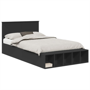 vidaXL Cadre de lit avec étagère Noir 120 x 190 cm Aggloméré