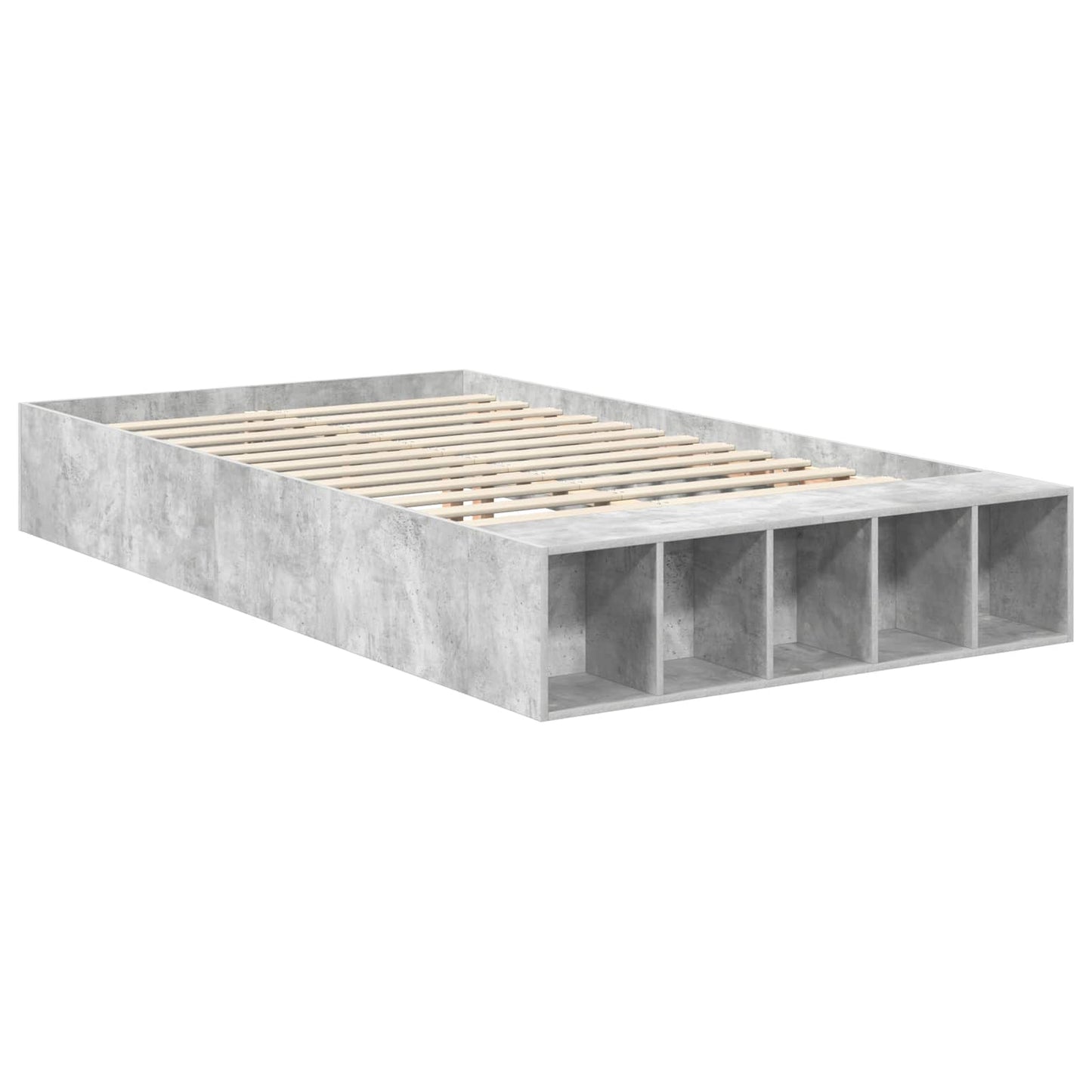 vidaXL Cadre de lit avec étagère Gris béton 120 x 190 cm Bois d'ingénierie