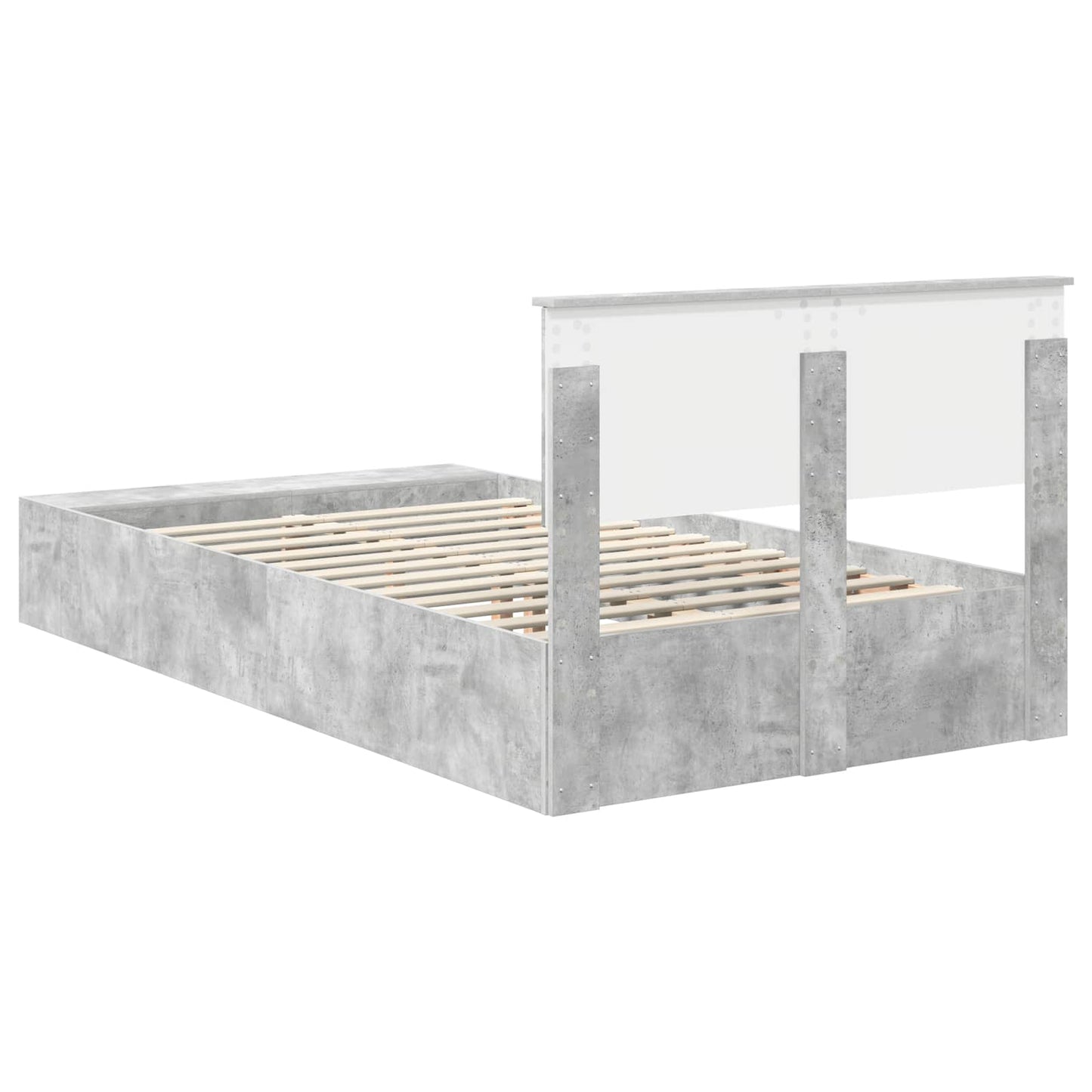 vidaXL Cadre de lit avec étagère Gris béton 120 x 190 cm Bois d'ingénierie