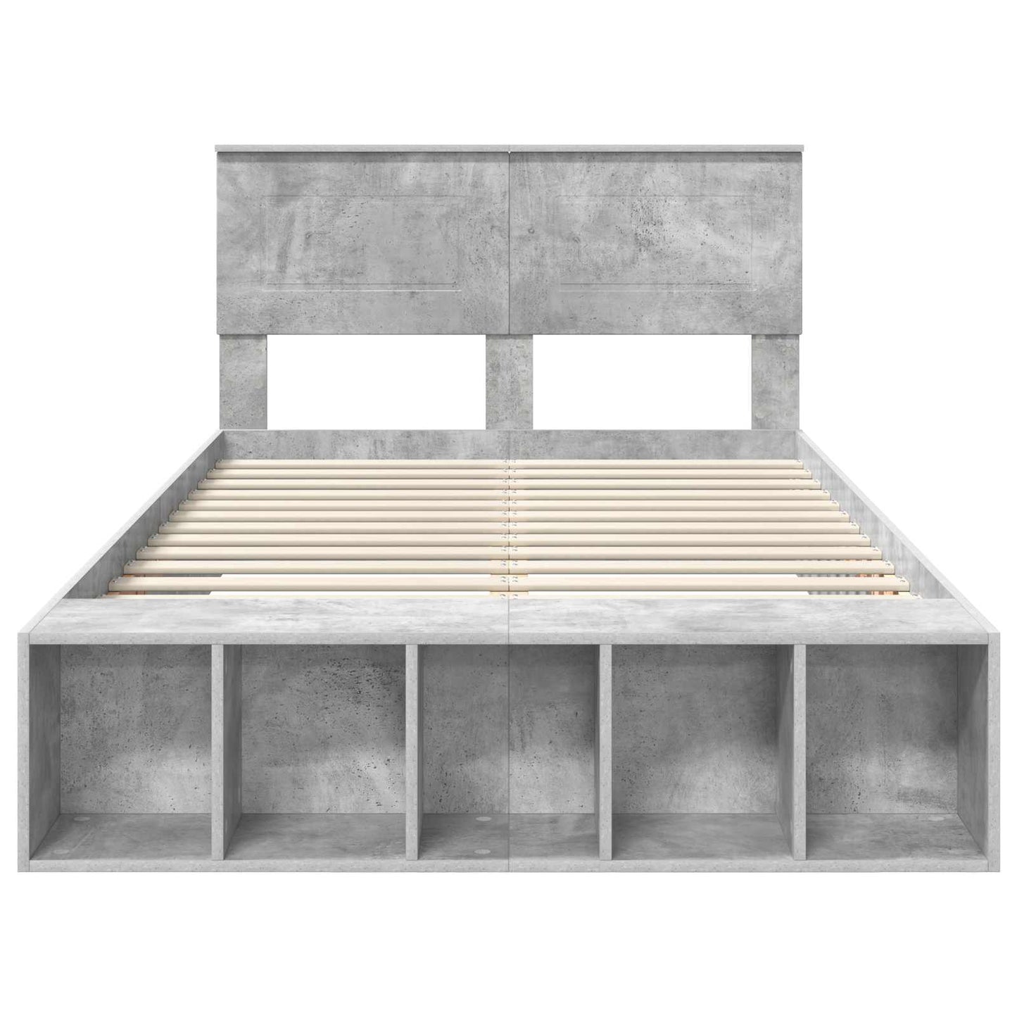 vidaXL Cadre de lit avec étagère Gris béton 120 x 190 cm Bois d'ingénierie