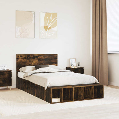 vidaXL Cadre de lit Chêne fumé 120 x 190 cm Bois d'ingénierie