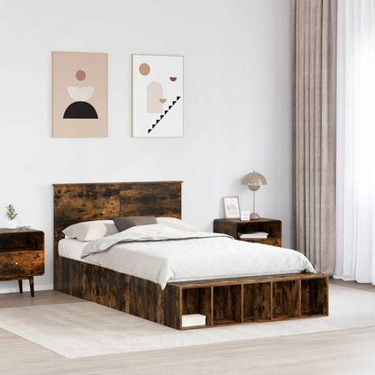 vidaXL Cadre de lit Chêne fumé 120 x 190 cm Bois d'ingénierie