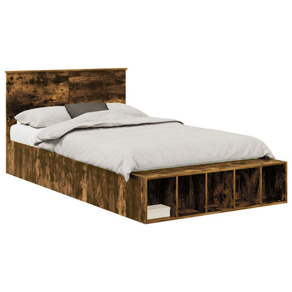 vidaXL Cadre de lit Chêne fumé 120 x 190 cm Bois d'ingénierie