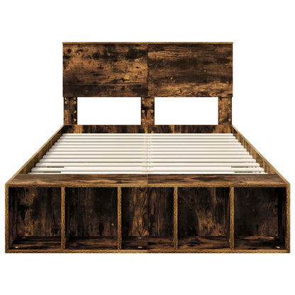 vidaXL Cadre de lit Chêne fumé 120 x 190 cm Bois d'ingénierie