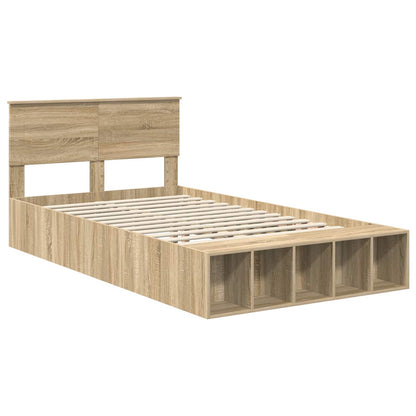 vidaXL Cadre de lit avec étagère Chêne Sonoma 120 x 200 cm Bois d'ingénierie