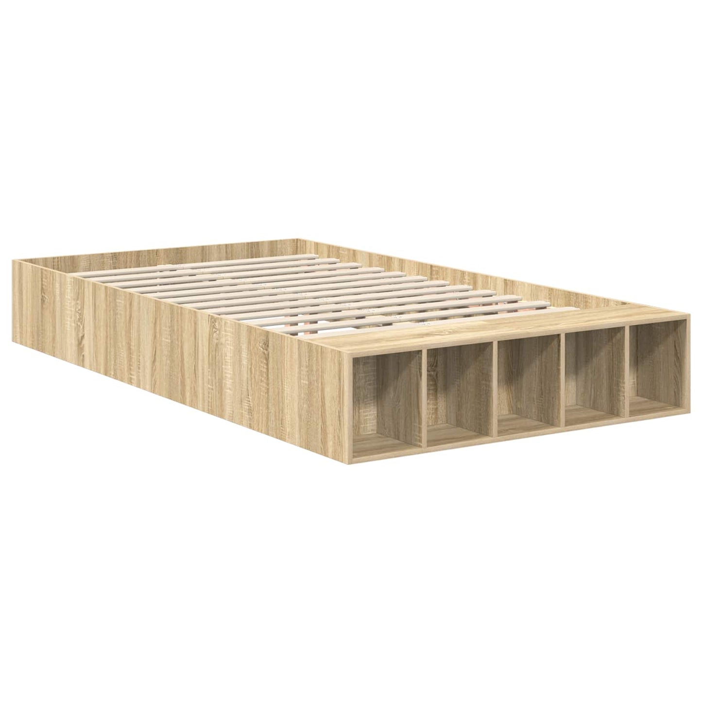 vidaXL Cadre de lit avec étagère Chêne Sonoma 120 x 200 cm Bois d'ingénierie