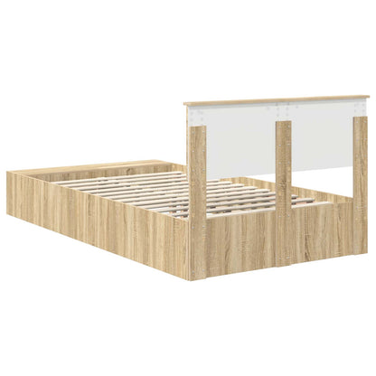 vidaXL Cadre de lit avec étagère Chêne Sonoma 120 x 200 cm Bois d'ingénierie