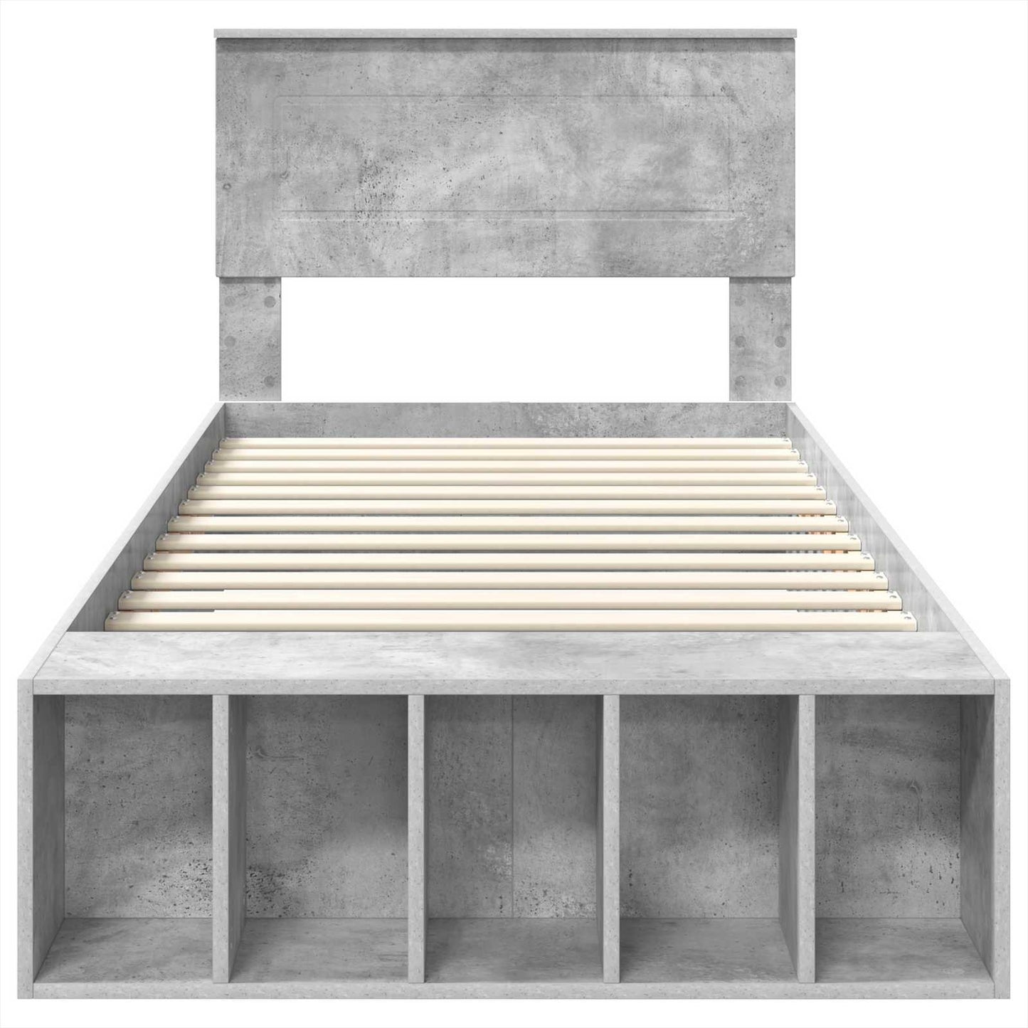 vidaXL Bettrahmen mit Regal Beton Grau 90 x 200 cm Holzwerkstoff