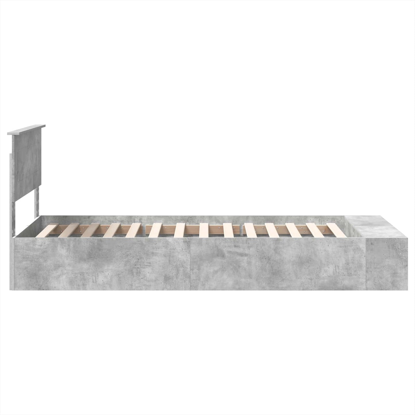 vidaXL Bettrahmen mit Regal Beton Grau 90 x 200 cm Holzwerkstoff