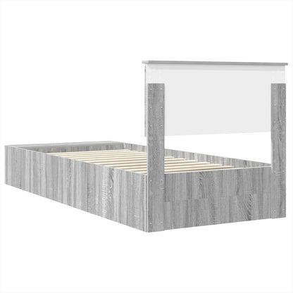 vidaXL Bettrahmen mit Regal Graues Sonoma 100 x 200 cm Holzwerkstoff