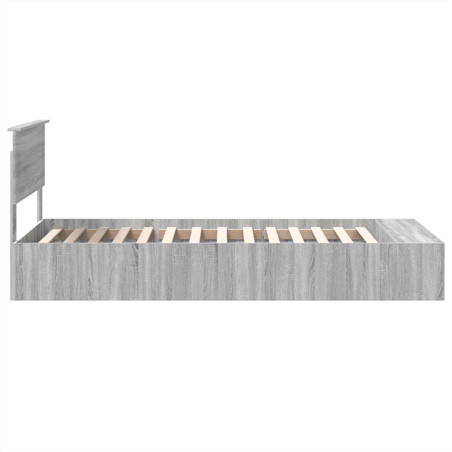 vidaXL Bettrahmen mit Regal Graues Sonoma 100 x 200 cm Holzwerkstoff