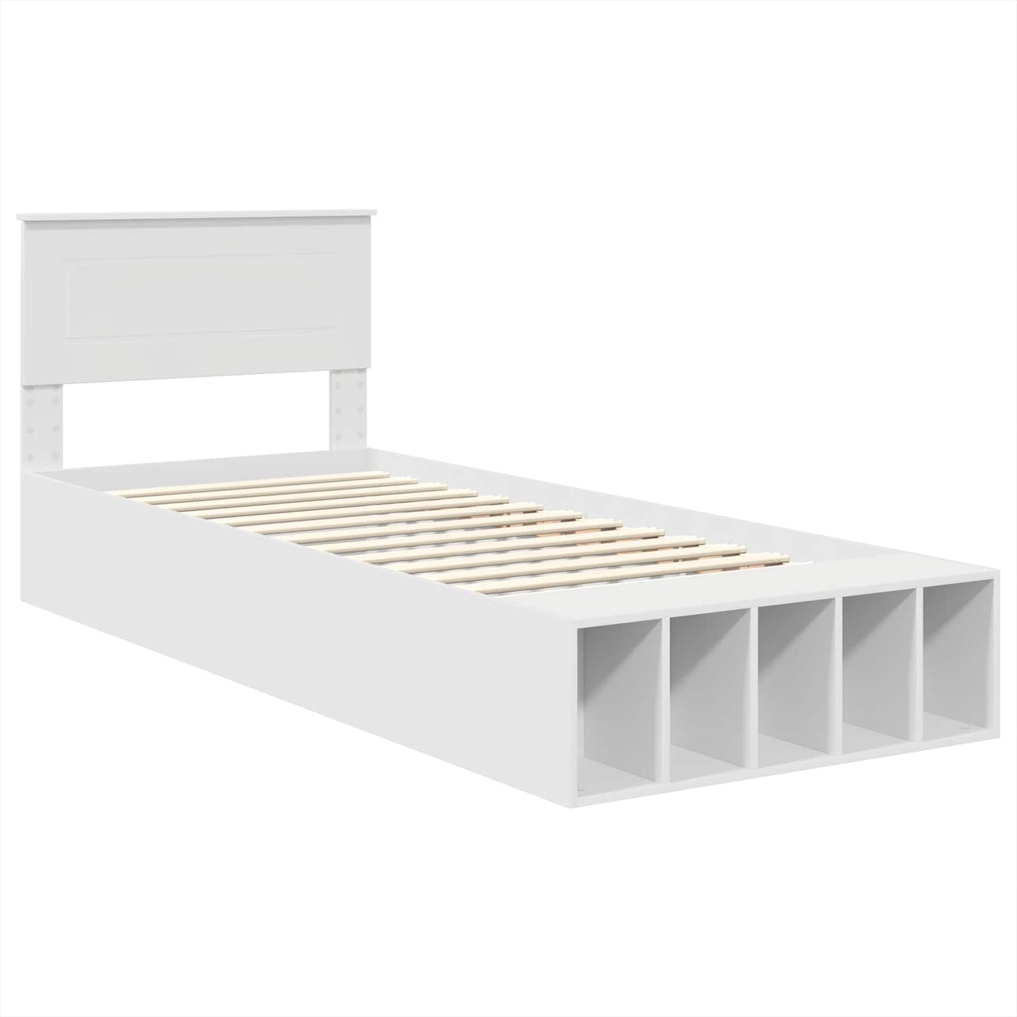 vidaXL Bettrahmen mit Regal Weiß 90 x 190 cm Holzwerkstoff