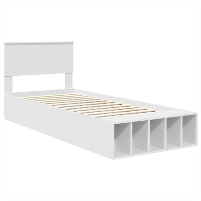 vidaXL Bettrahmen mit Regal Weiß 90 x 190 cm Holzwerkstoff