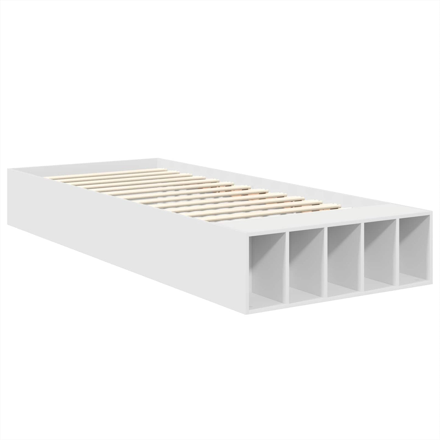 vidaXL Bettrahmen mit Regal Weiß 90 x 190 cm Holzwerkstoff