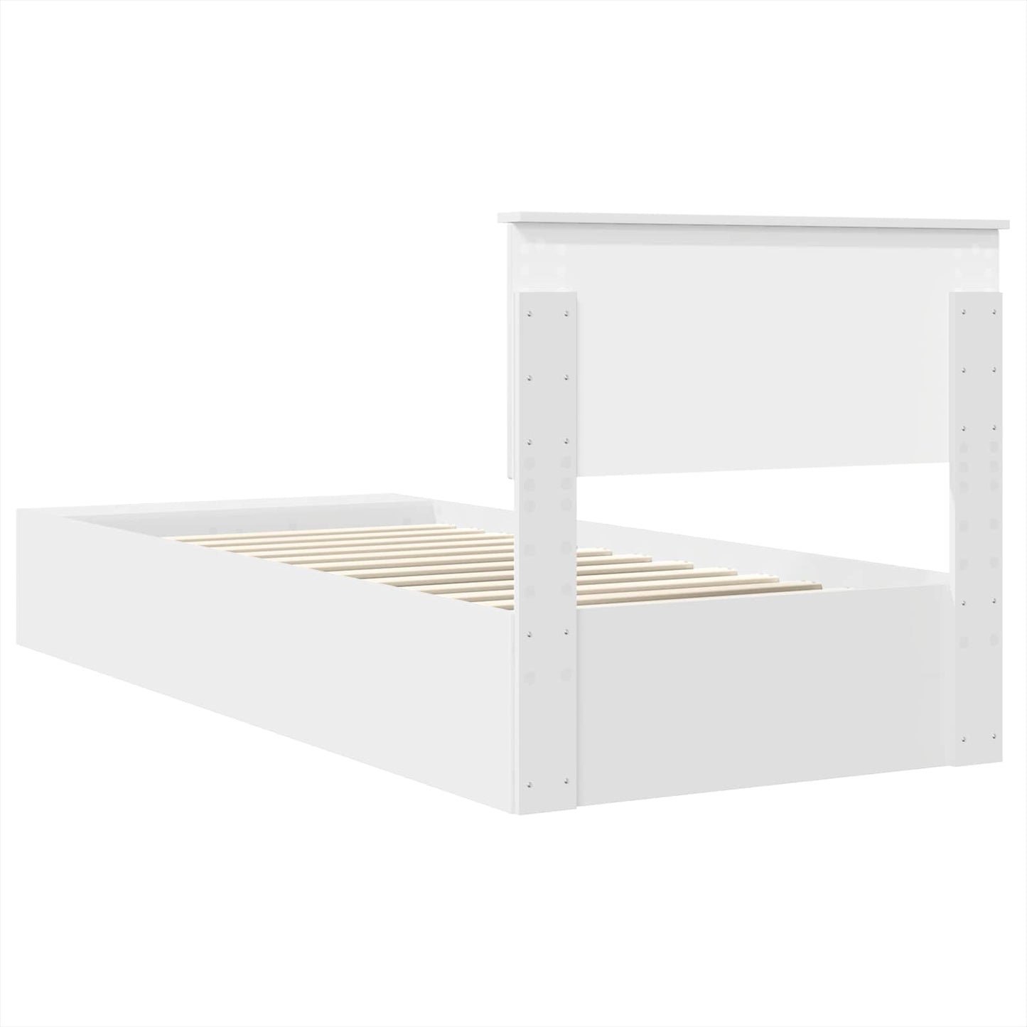 vidaXL Bettrahmen mit Regal Weiß 90 x 190 cm Holzwerkstoff