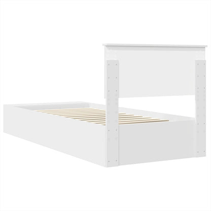 vidaXL Bettrahmen mit Regal Weiß 90 x 190 cm Holzwerkstoff