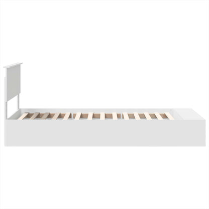 vidaXL Bettrahmen mit Regal Weiß 90 x 190 cm Holzwerkstoff