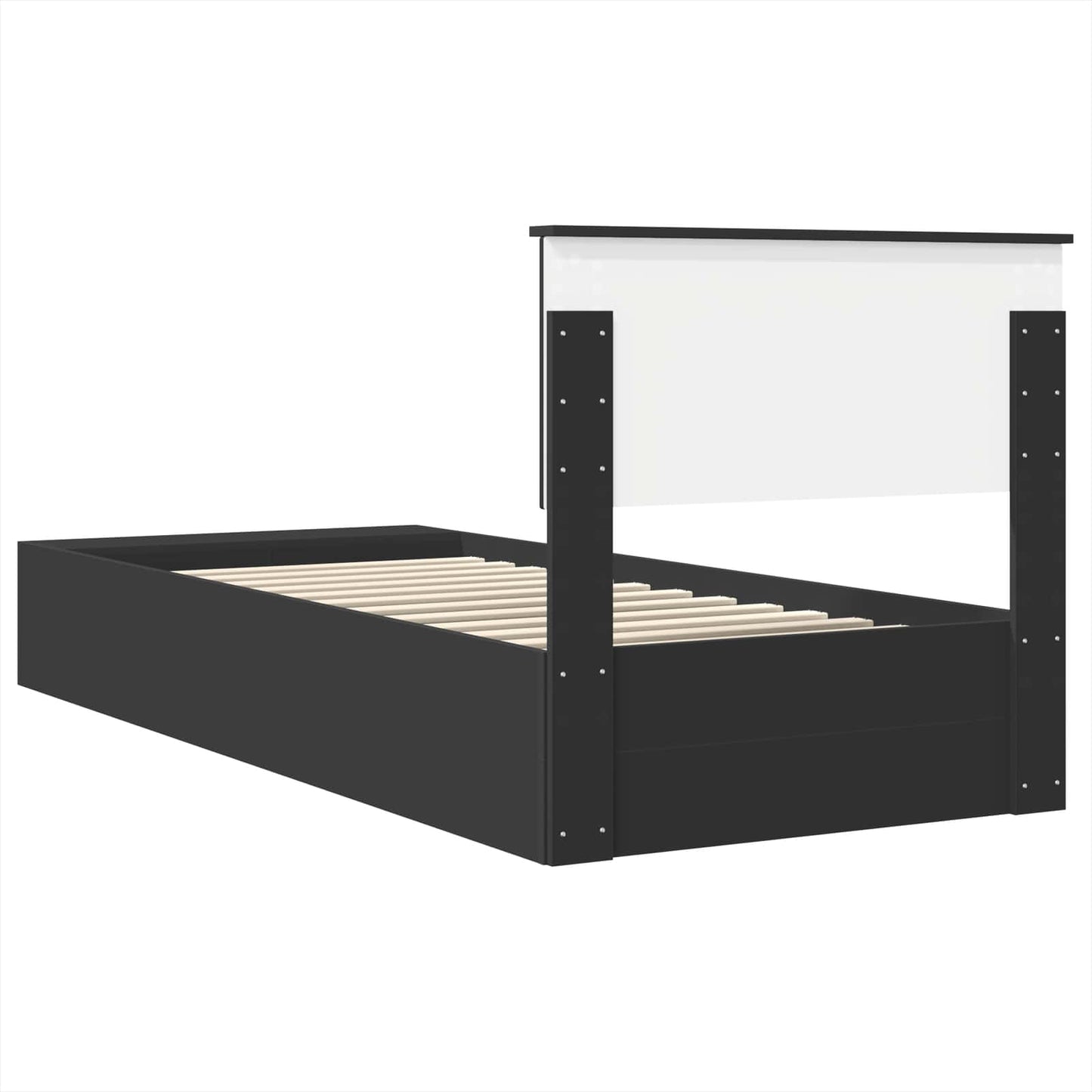 vidaXL Bettrahmen mit Regal Schwarz 90 x 190 cm Holzwerkstoff