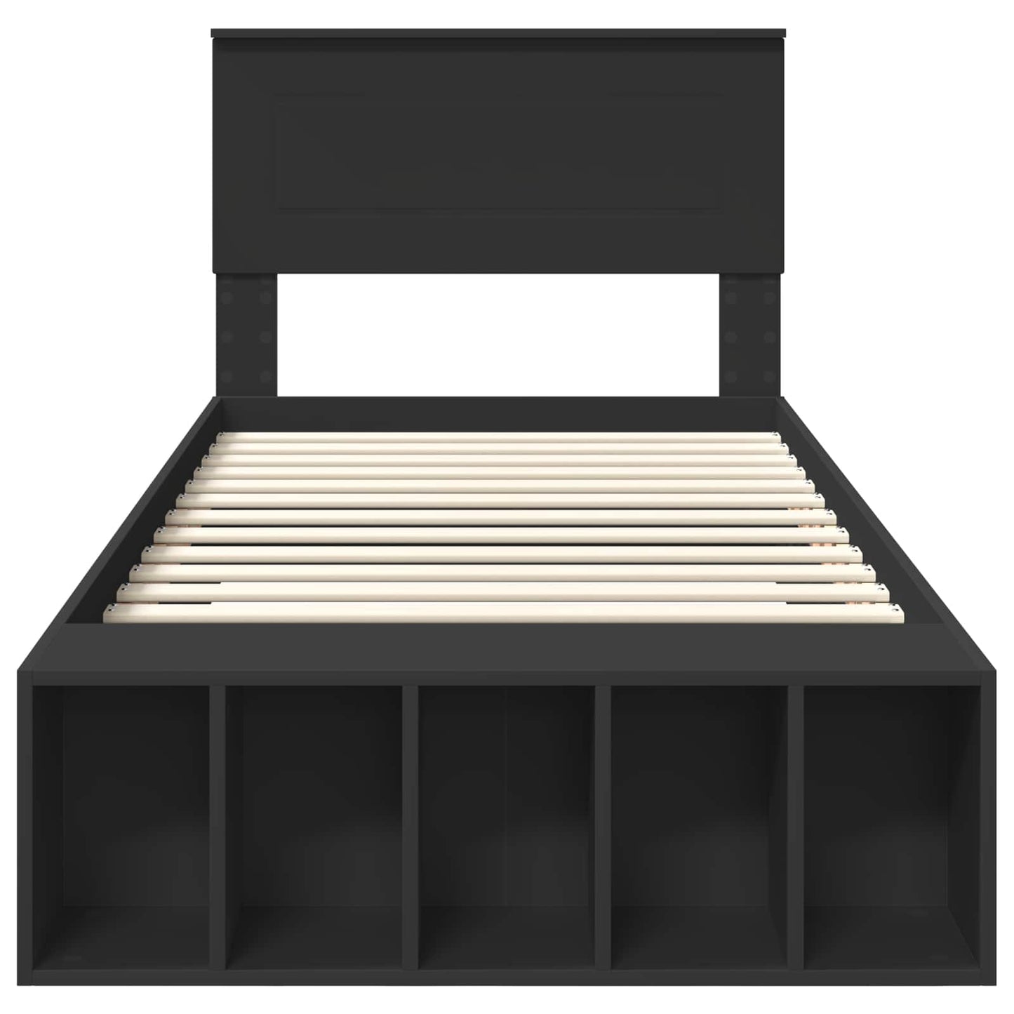 vidaXL Bettrahmen mit Regal Schwarz 90 x 190 cm Holzwerkstoff