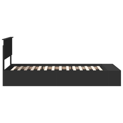 vidaXL Bettrahmen mit Regal Schwarz 90 x 190 cm Holzwerkstoff