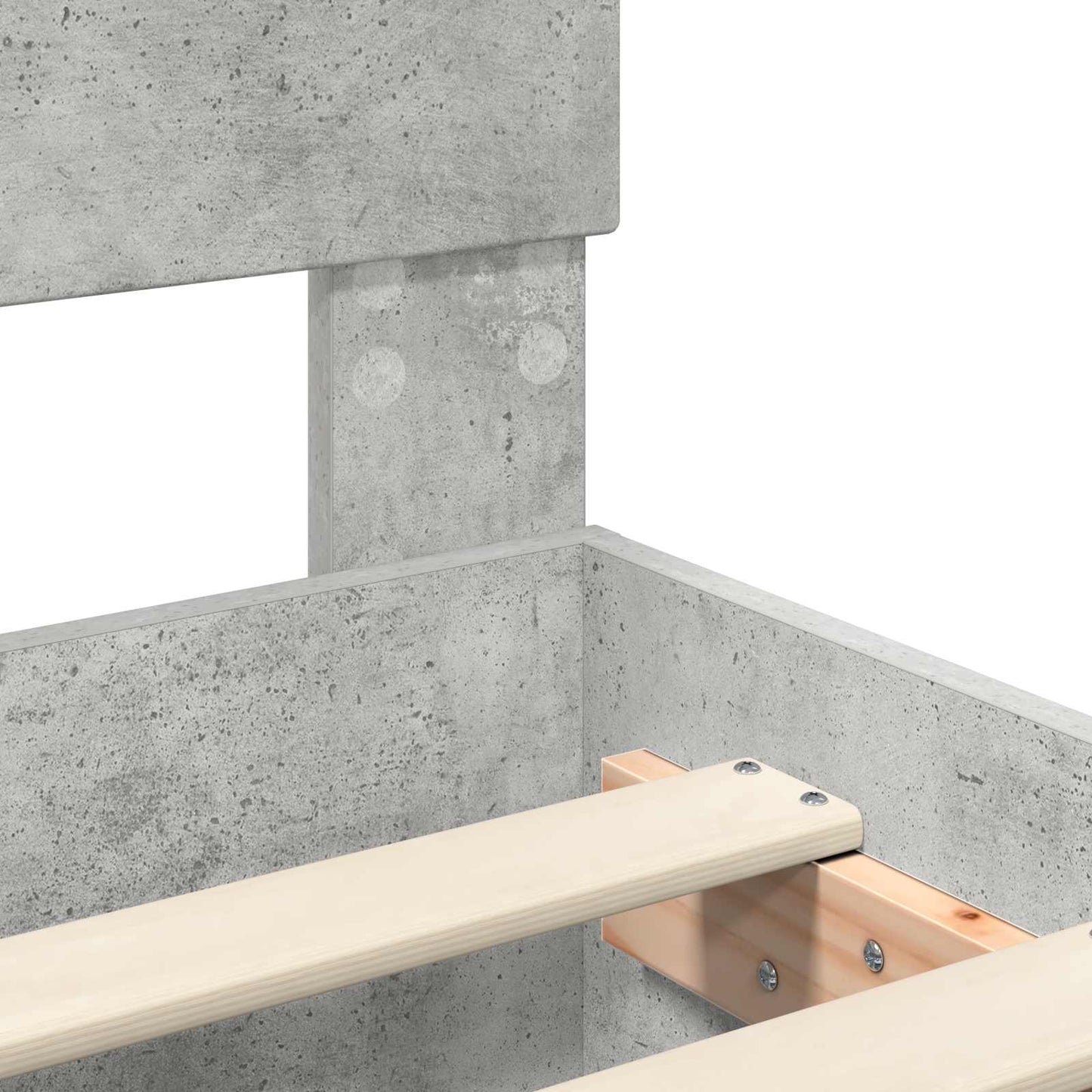 Bettrahmen mit Regal Beton Grau 90 x 190 cm Holzwerkstoff