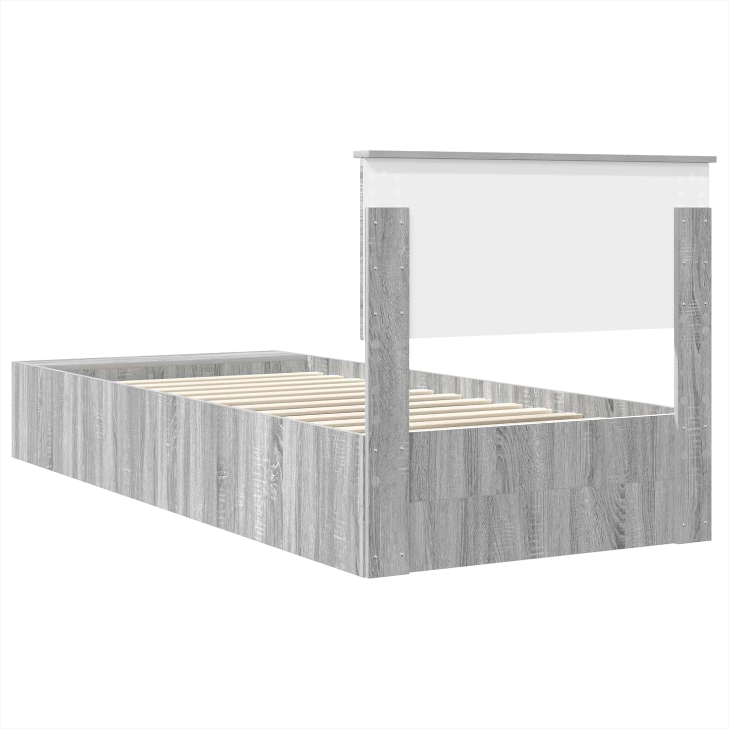 vidaXL Bettrahmen mit Regal Graues Sonoma 90 x 190 cm Holzwerkstoff