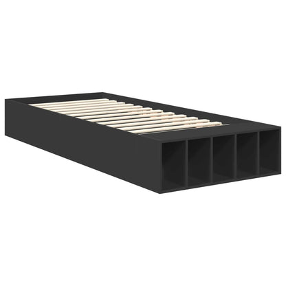 vidaXL Bettrahmen mit Regal Schwarz 90 x 200 cm Holzwerkstoff