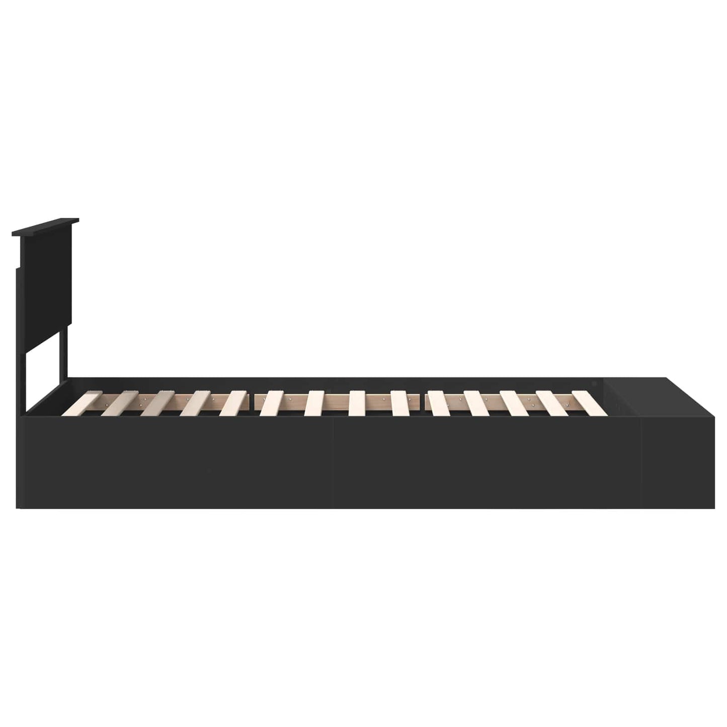 vidaXL Bettrahmen mit Regal Schwarz 90 x 200 cm Holzwerkstoff