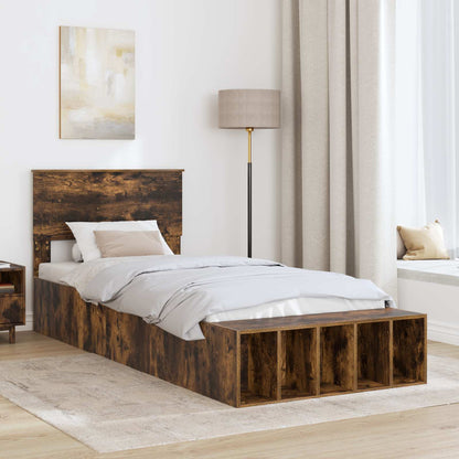 vidaXL Cadre de lit Chêne fumé 90 x 200 cm Bois d'ingénierie