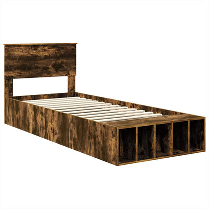 vidaXL Cadre de lit Chêne fumé 90 x 200 cm Bois d'ingénierie