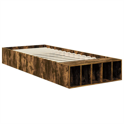 vidaXL Cadre de lit Chêne fumé 90 x 200 cm Bois d'ingénierie