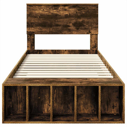 vidaXL Cadre de lit Chêne fumé 90 x 200 cm Bois d'ingénierie