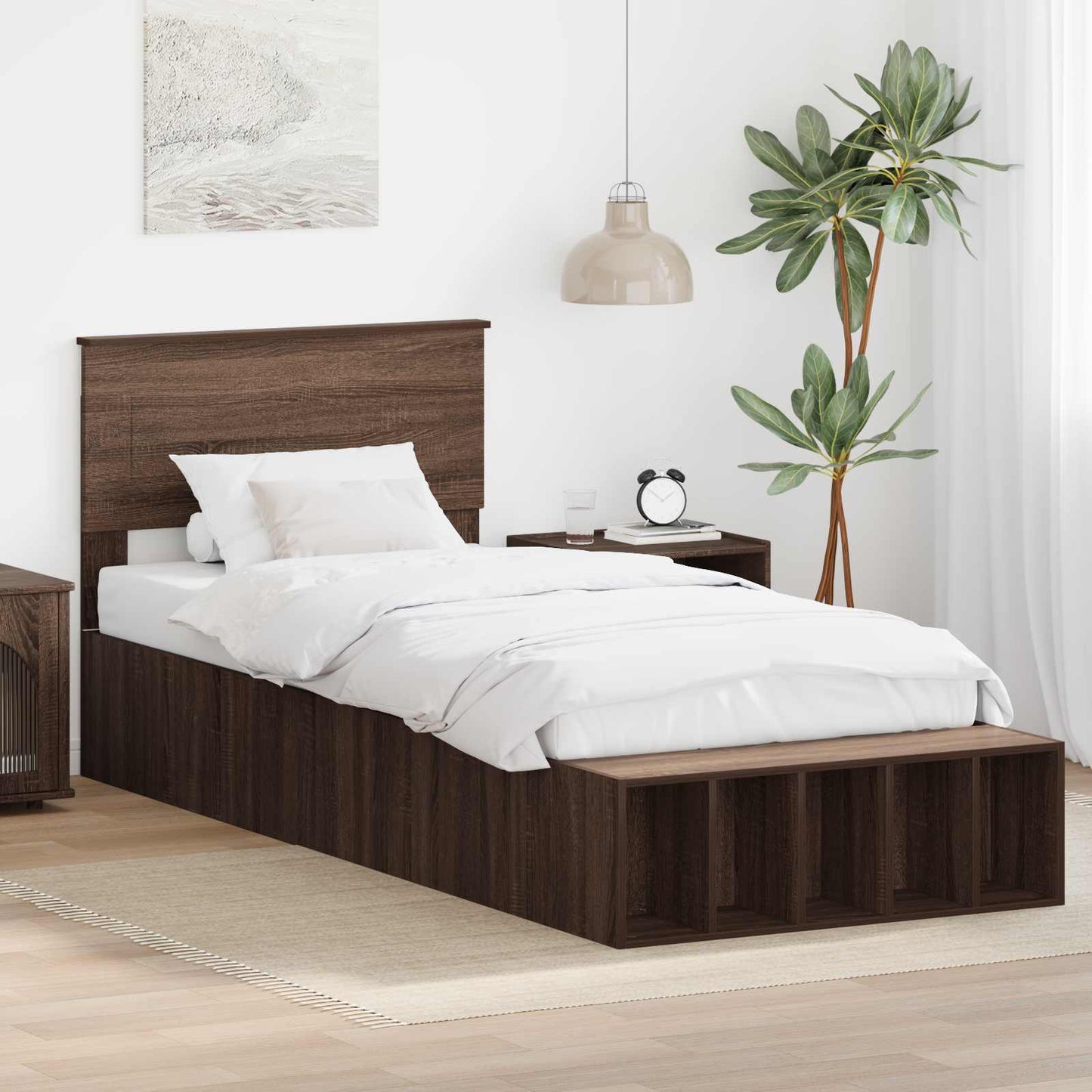 vidaXL Bettrahmen Braun Eichen-Optik 90 x 200 cm Holzwerkstoff