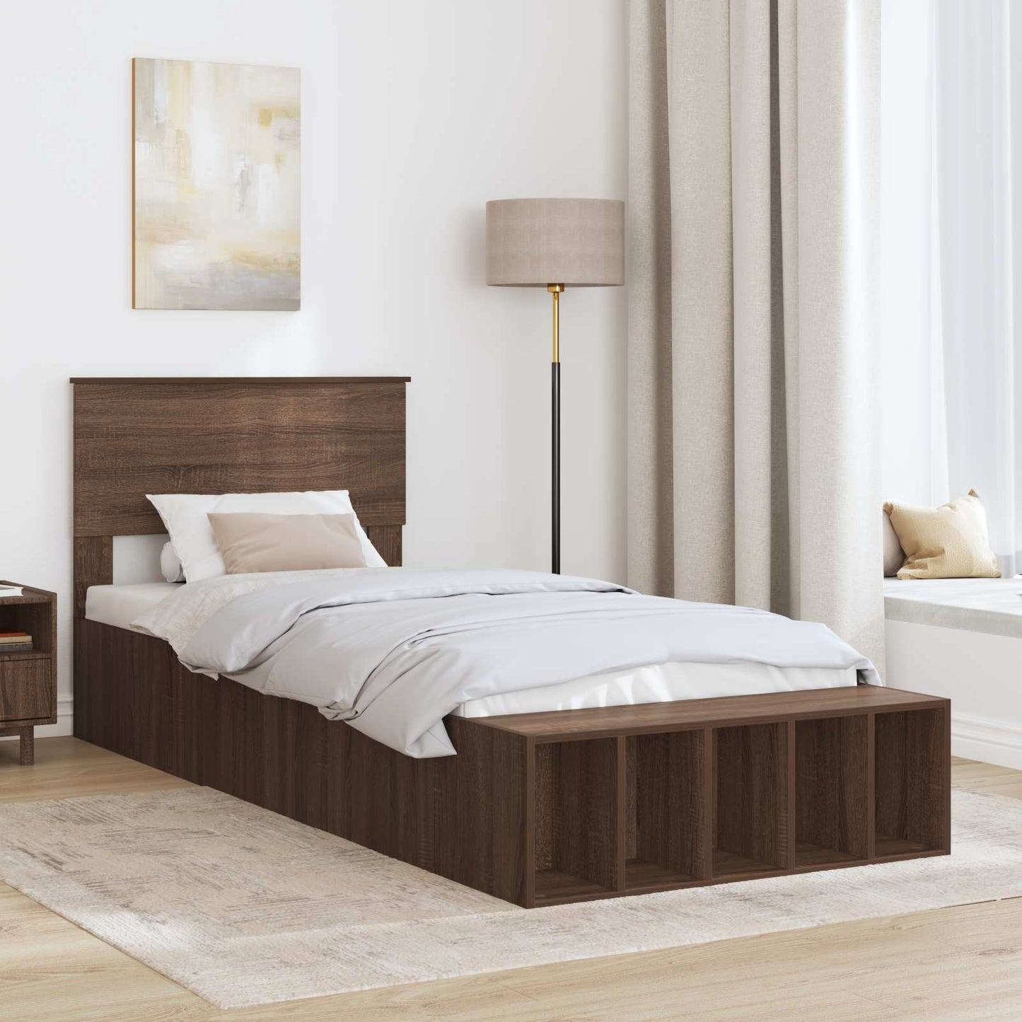 vidaXL Bettrahmen Braun Eichen-Optik 90 x 200 cm Holzwerkstoff