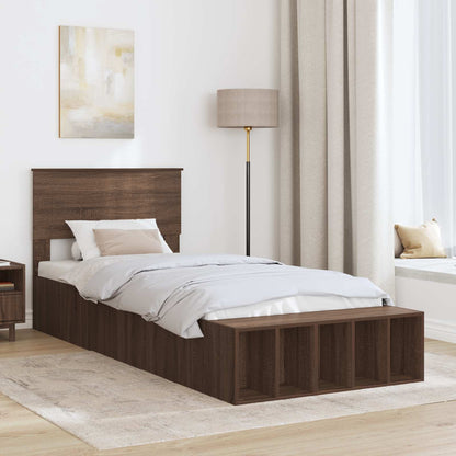 vidaXL Bettrahmen Braun Eichen-Optik 90 x 200 cm Holzwerkstoff