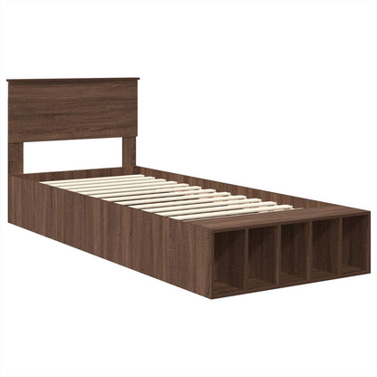 vidaXL Bettrahmen Braun Eichen-Optik 90 x 200 cm Holzwerkstoff