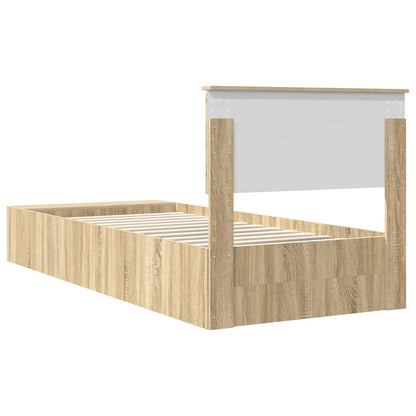 vidaXL Bettrahmen mit Regal Sonoma-Eiche 75 x 190 cm Holzwerkstoff
