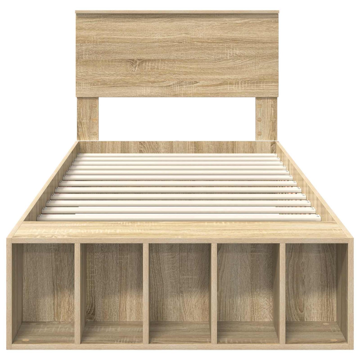 vidaXL Bettrahmen mit Regal Sonoma-Eiche 75 x 190 cm Holzwerkstoff