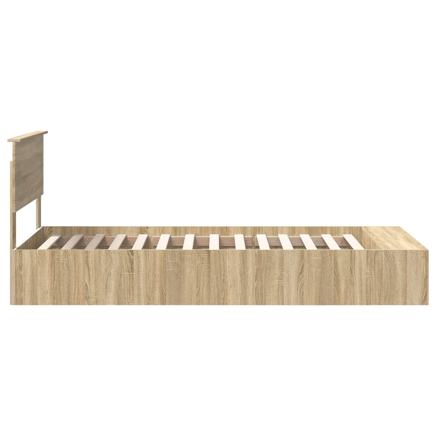 vidaXL Bettrahmen mit Regal Sonoma-Eiche 75 x 190 cm Holzwerkstoff