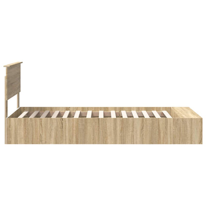 vidaXL Bettrahmen mit Regal Sonoma-Eiche 75 x 190 cm Holzwerkstoff