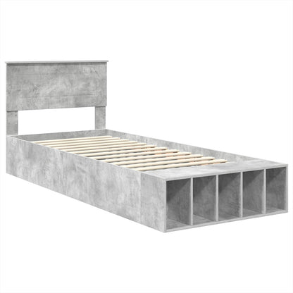 vidaXL Bettrahmen mit Regal Beton Grau 70 x 190 cm Holzwerkstoff