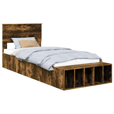vidaXL Bettrahmen Geräucherte Eiche 75 x 190 cm Holzwerkstoff