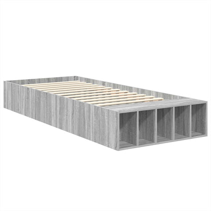 vidaXL Bettrahmen mit Regal Graues Sonoma 75 x 190 cm Holzwerkstoff