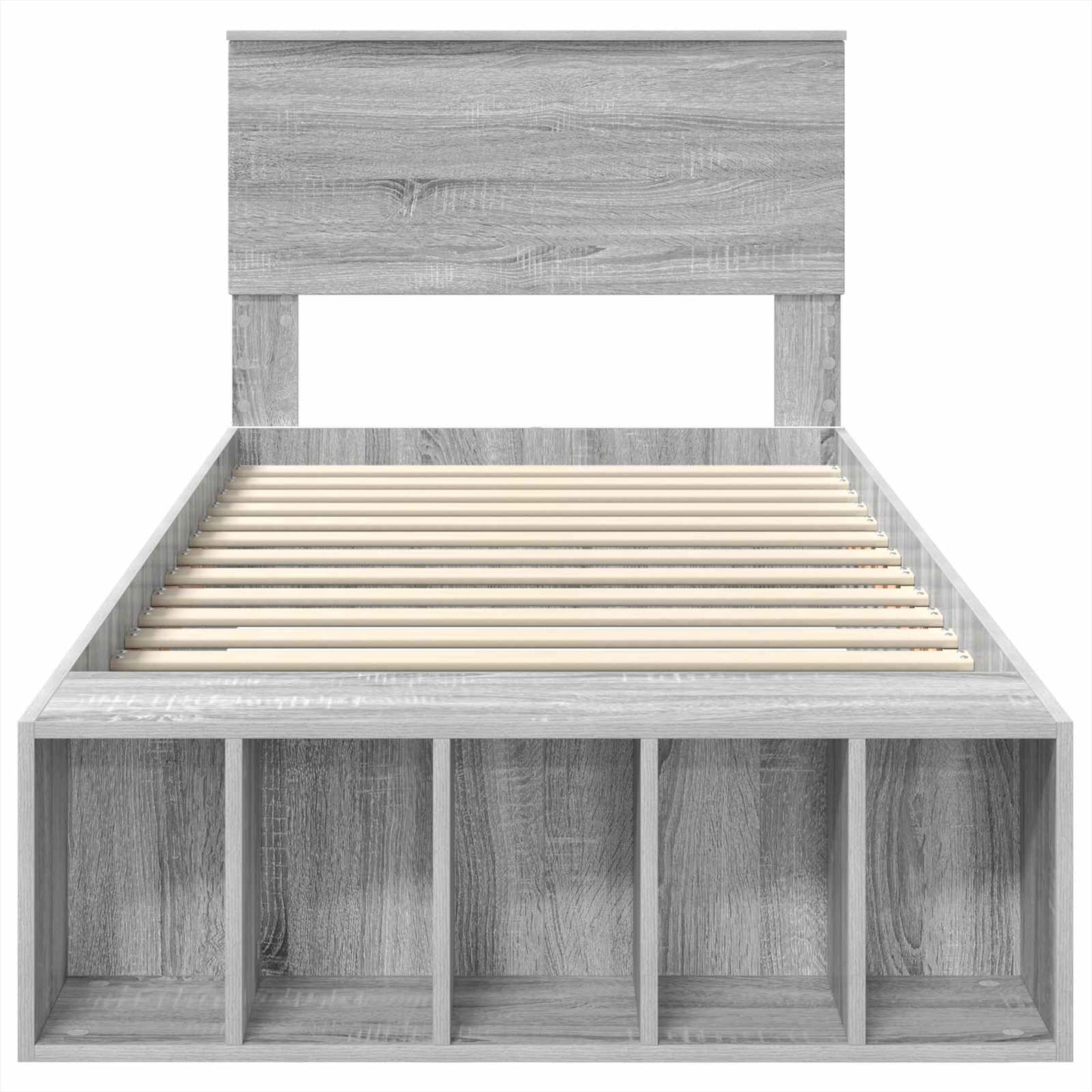 vidaXL Bettrahmen mit Regal Graues Sonoma 75 x 190 cm Holzwerkstoff