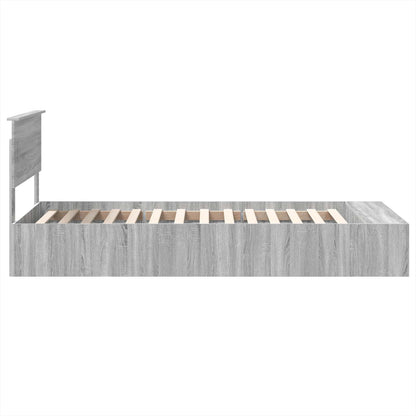 vidaXL Bettrahmen mit Regal Graues Sonoma 75 x 190 cm Holzwerkstoff