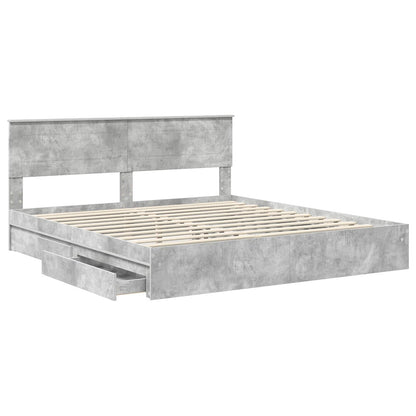 vidaXL Aufbewahrungsbett Beton Grau 200 x 200 cm Holzwerkstoff