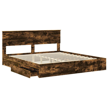 vidaXL Aufbewahrungsbett Geräucherte Eiche 200 x 200 cm Holzwerkstoff