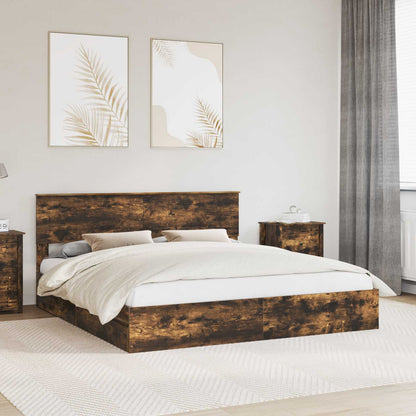 vidaXL Aufbewahrungsbett Geräucherte Eiche 180 x 200 cm Holzwerkstoff
