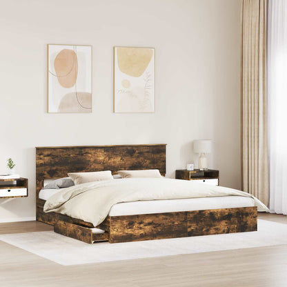 vidaXL Aufbewahrungsbett Geräucherte Eiche 180 x 200 cm Holzwerkstoff