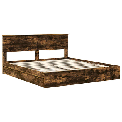 vidaXL Aufbewahrungsbett Geräucherte Eiche 180 x 200 cm Holzwerkstoff